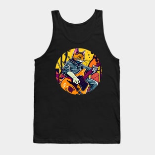 Cute Musician Funny Cat Playing Guitar - Love Cats Tank Top